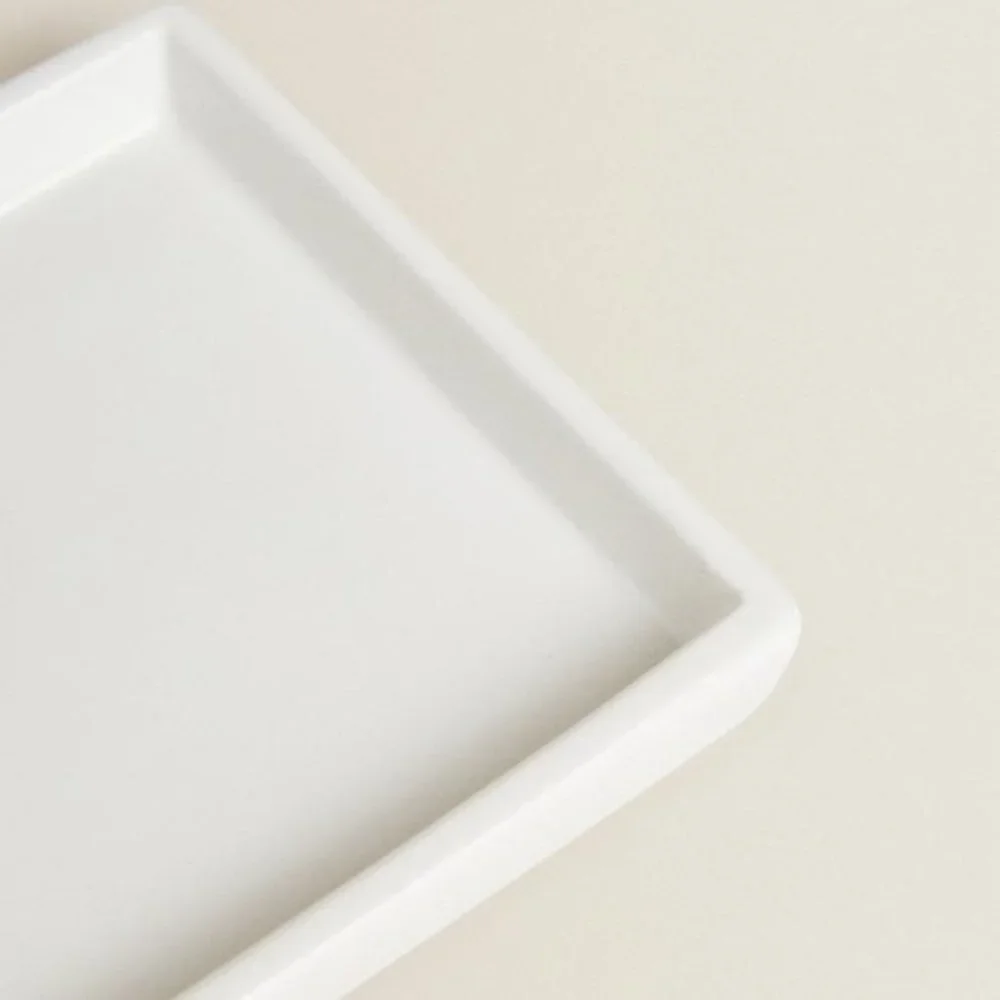 NEW Zara Home 3 Piece WHITE EARTHENWARE JAR and DISH SET